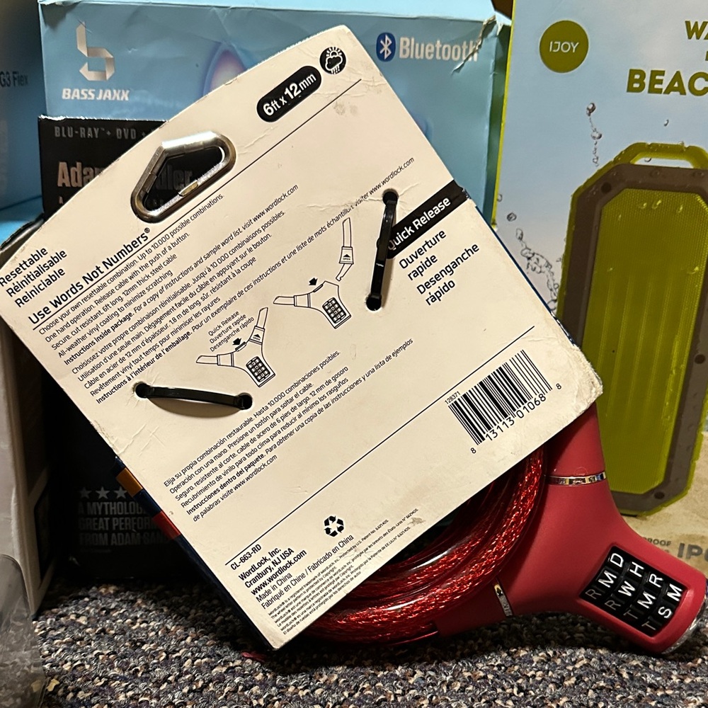 Red Resettable Combination Cable Lock - Picture 3 of 3